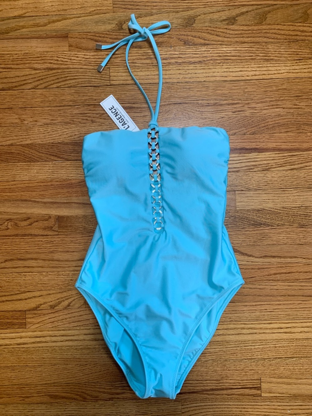 L’AGENCE swimsuit - ice blue indore one piece bathing suit w crystal cutout
